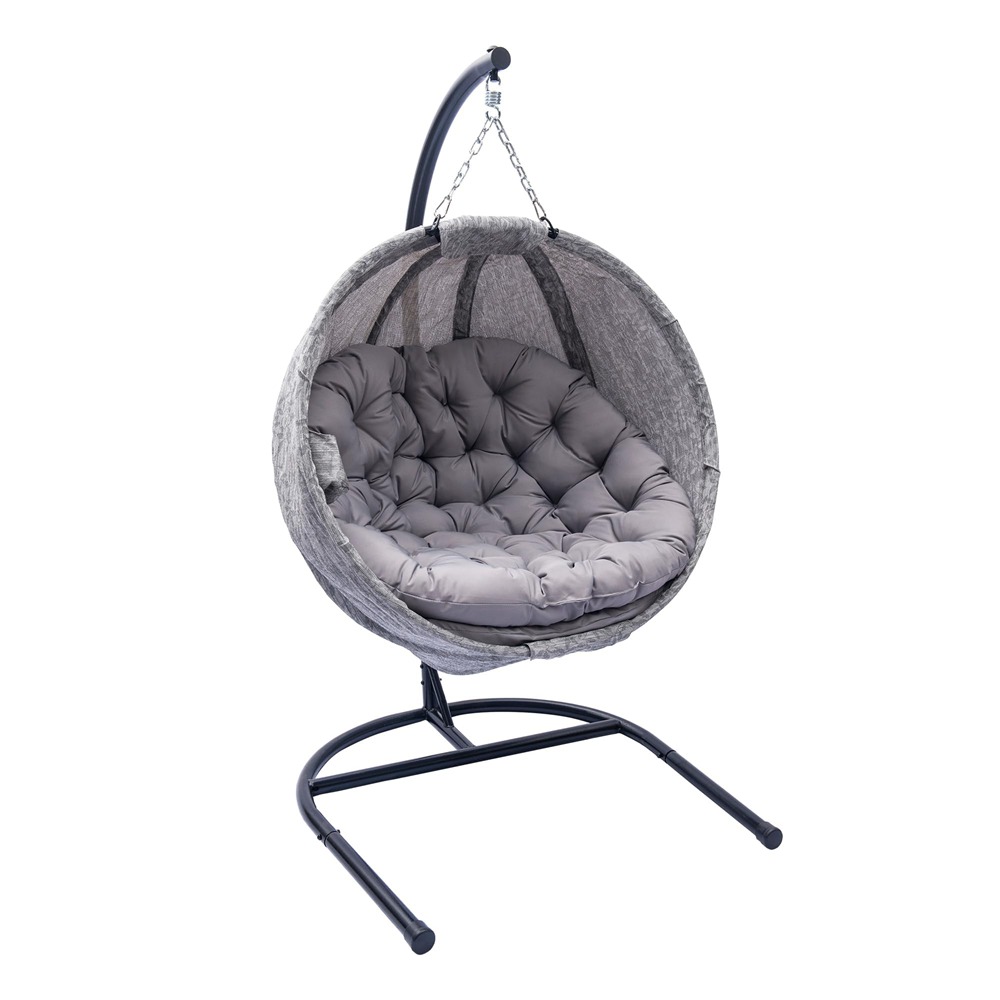 Hanging Ball Chair with U-Shaped Base Hanging Ball Chair with U Stand Leaf Grey